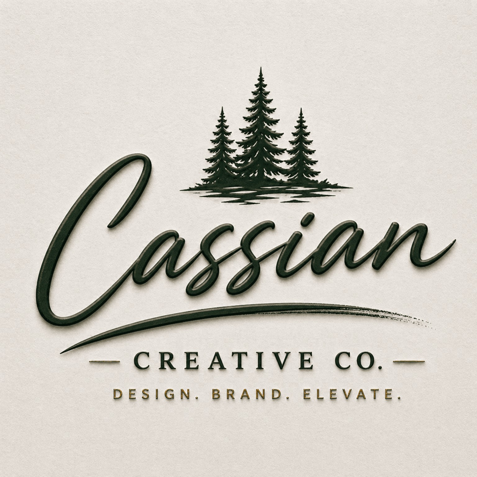 Cassian Creative Co. pine tree and script logo